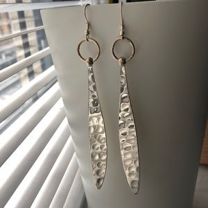 Hammered Silver Drop Earrings